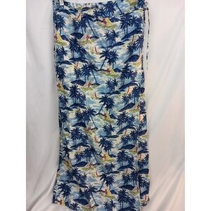 vintage boho vacation travel Hawaiian Boat wrap tie maxi 10P artsy beach skirt